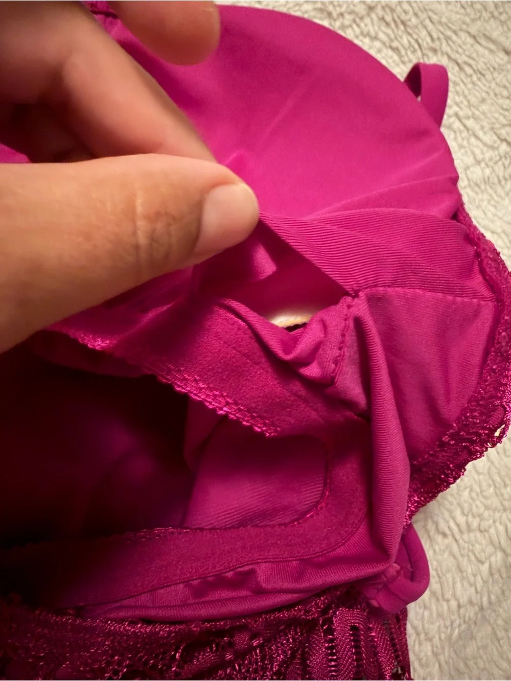 Magenta Crochet Overlay One-Piece Swimsuit - Picture 8 of 13